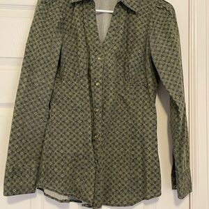 Cowgirl Pearl Snap Green Patterned Shirt